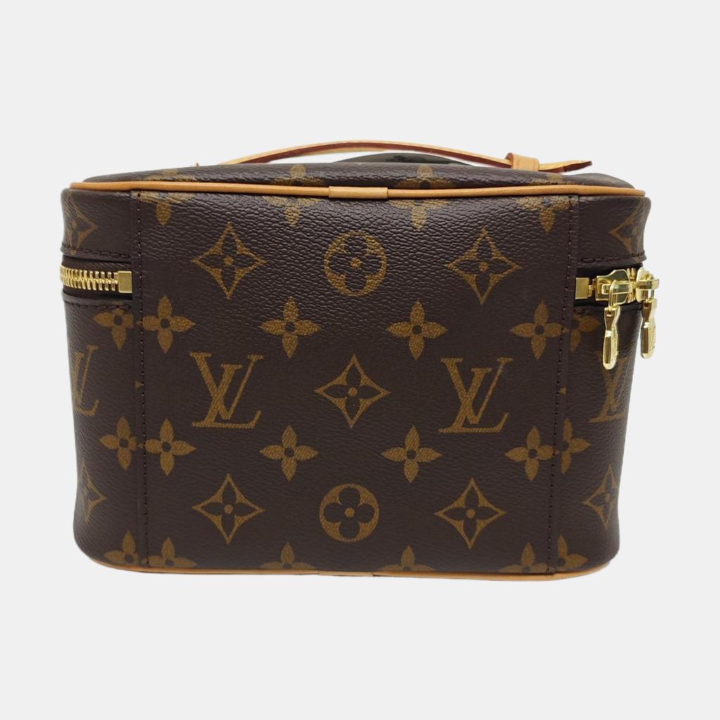 [Pre-Owned] Nice Elegant Shape Lv Monogram Metal Zipper Head Coated Canvas Makeup Bag Handbag Mini - Excellent #1RPE6W2