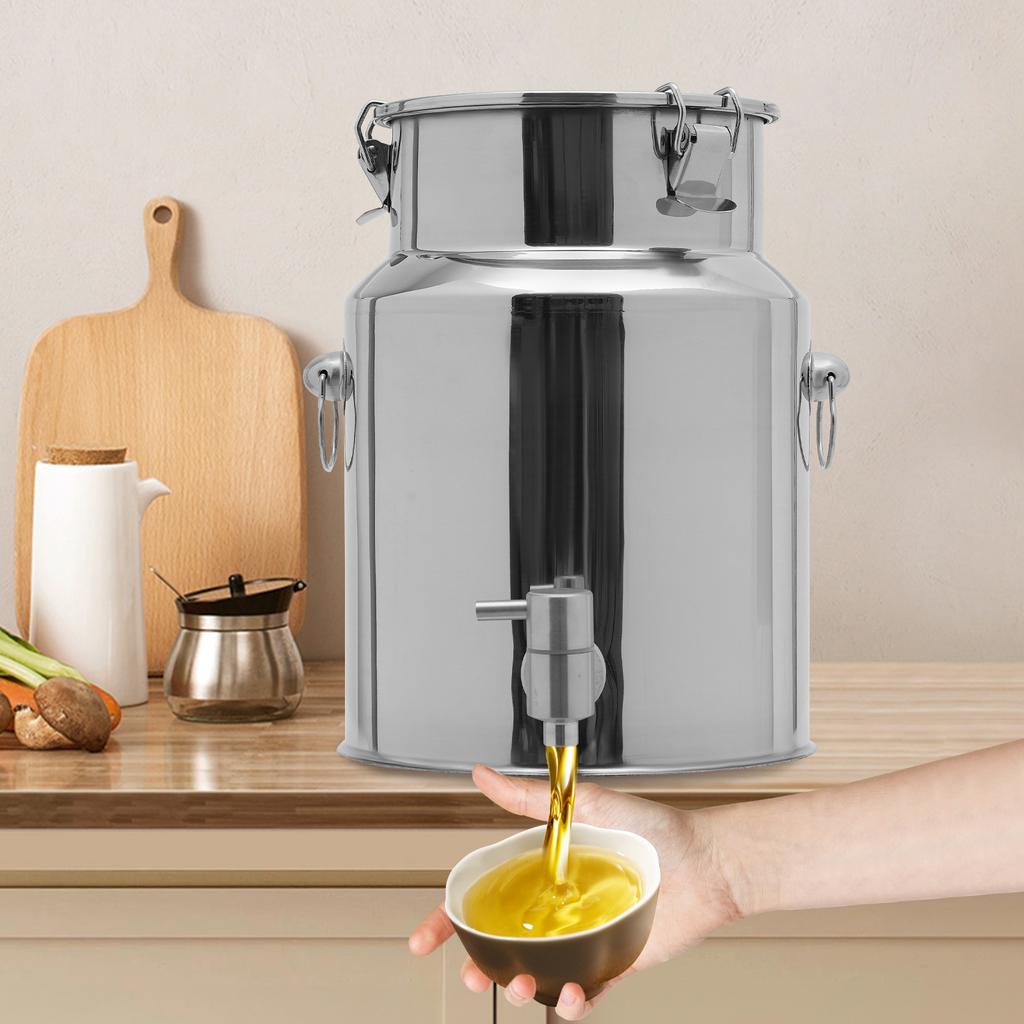 10L Beverage Dispenser w/ Nozzle, 304 Stainless Steel Drink Dispenser, Insulated Milk Can, Portable Liquid Container for Kitchen