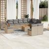 Vidaxl 11-Cz. Set di Mobili da Giardino con Cuscini, Beige, Polyrattan