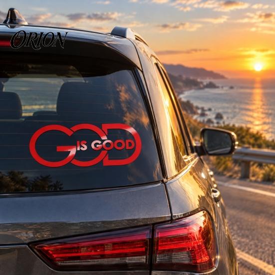 Car Body Trim Stickers God Is Good Sticker, Reflective Waterproof PVC Decal, Scratch Cover Decals Sunproof Exterior Decoration Accessories for Trucks