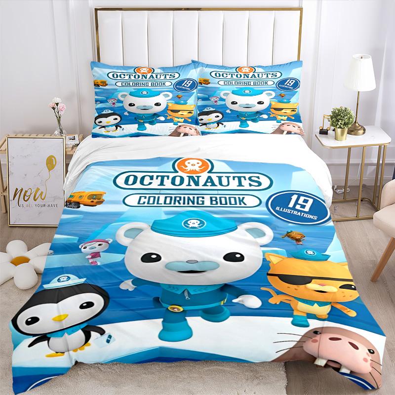 Octonauts Abenteuer Quest Druck 3-teiliges Bettwäsche-Set Bettbezug mit 2 Kissenbezügen Zuhause Geburtstagsgeschenk