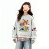 Girls Spring Autumn Two-Tone Sweatshirt with Embroidery Look for Big Kids