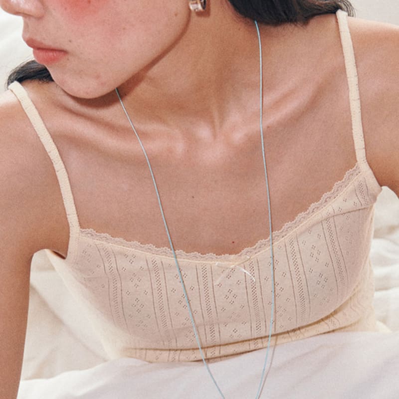 

August Harmony 925silver Conch Shell String Necklace / 2color Sky Blue