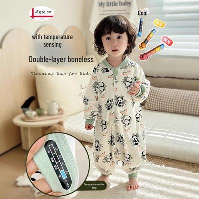 Saco de Dormir de Terciopelo de Doble Capa para Bebé - Anti-Patadas Pierna Dividida, Algodón, Pijama Primavera/Otoño