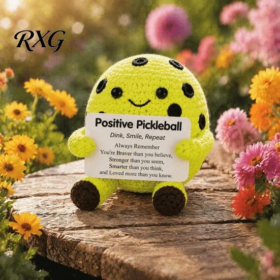 Pocket Sized Inspirational Gift for Athletes Knitted Positive Sports Ball Plush, Emotional Support Doll with Personalized Keepsake Softball