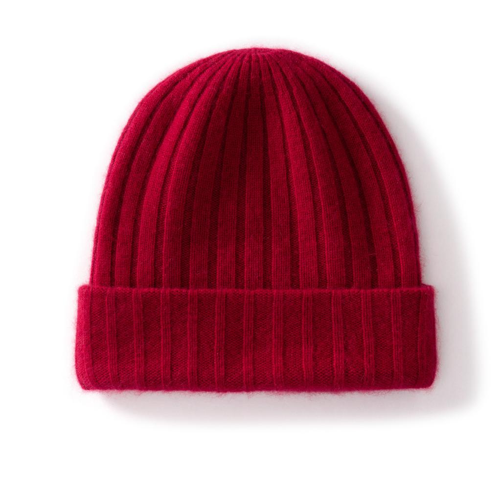Cashmere hat women's autumn and winter versatile double-layer thickened warm knitted wool ear protection hat men's pit strip first-line hat winter
