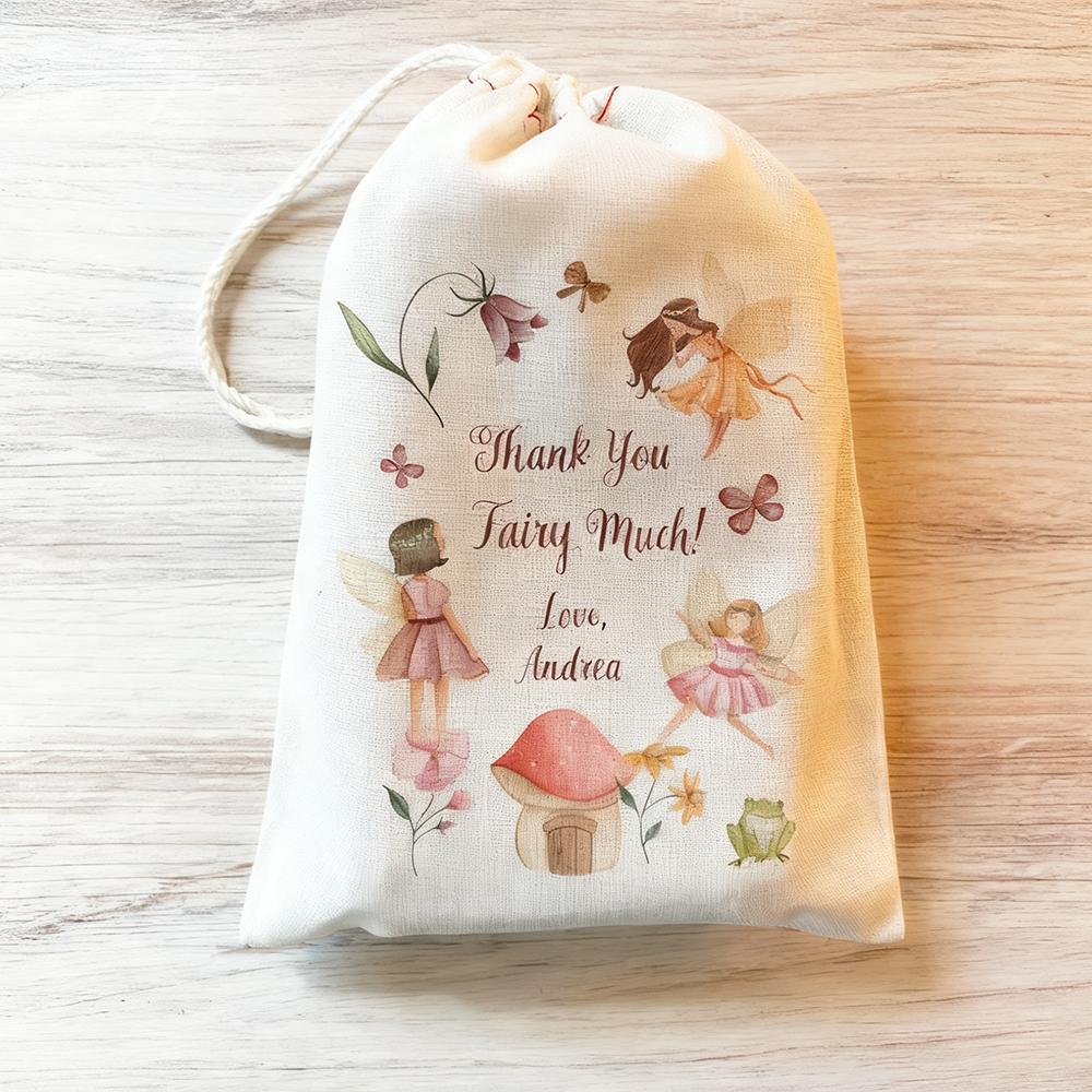 5Pcs Personalized Fairy Birthday Gift Party Favor Bag Drawstring Gift Bags Wedding Bachelorette Baby Shower Birthday Party Favor