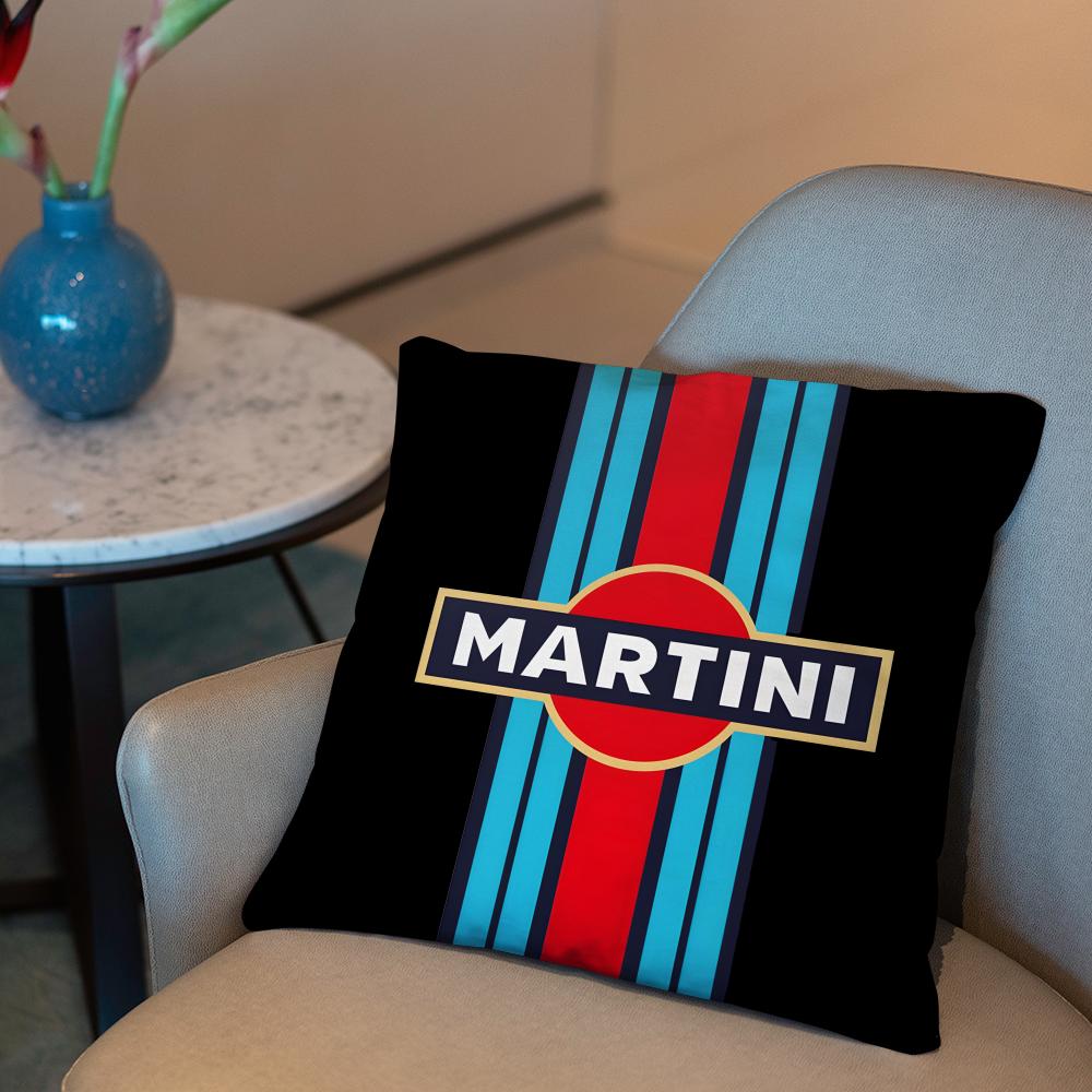 Racing Martini Stripe Cushion Cover 2-in-1 Reversible Plush Pillow Cover | Car/Sofa/Bed | Perfect Gift