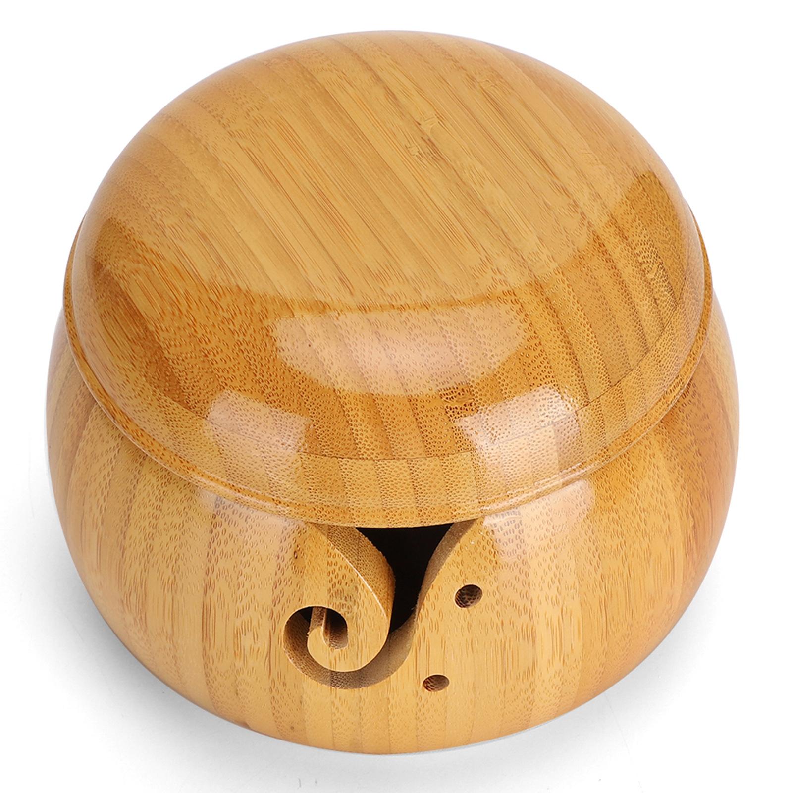 Wooden Yarn Storage Bowl Environmentally Friendly for Household Circular with Lid Crafted Box
