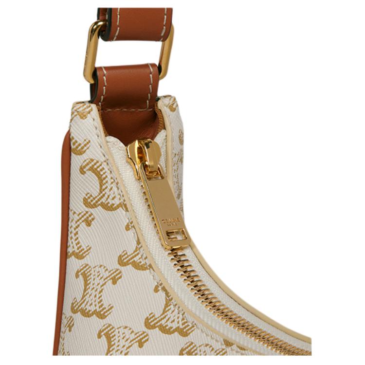 Celine Ava Classic Monogram Print Adjustable Shoulder Strap Leather Underarm Shoulder Bag Women Shoulder Bag Candy-Color White 193952BZJ-01BC
