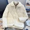 Autumn Winter Short Cotton Coat Women Rhomb Light Casual Down Cotton Jacket Big Pocket Warm Female Outwear