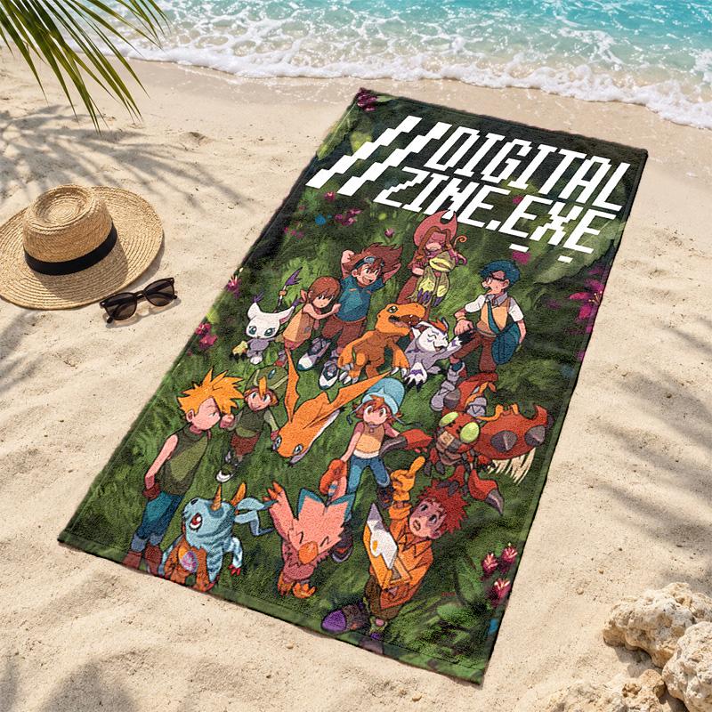 Digimon Microfiber Beach Towel Quick Dry Sand Free Lightweight Beach Towels for Travel Swimming Camping