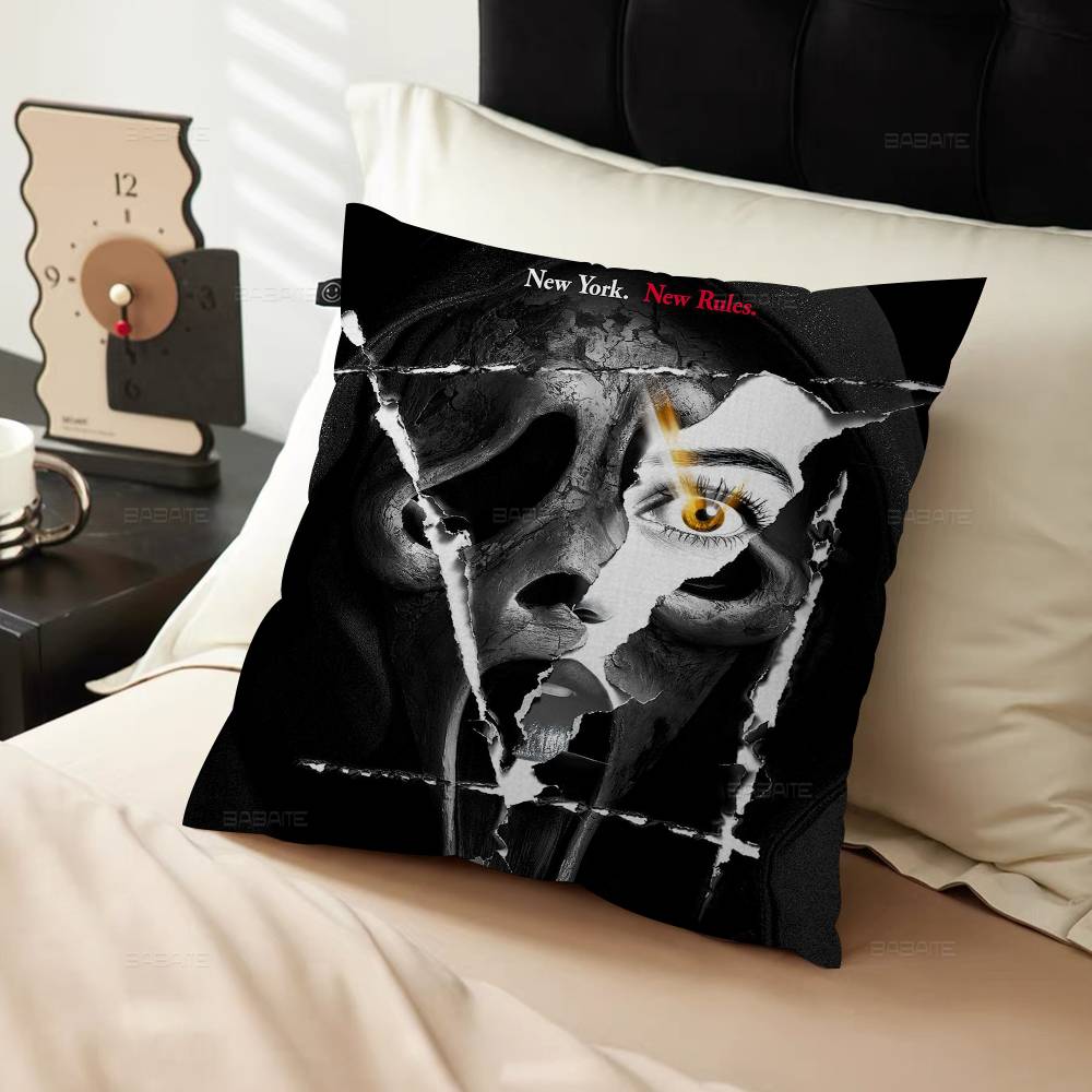 S-Scream Horror Movie Pillow Covers Cartoon Sofa Decorative Home Double-Sided Printing Short Plush Cute Cushion Cover