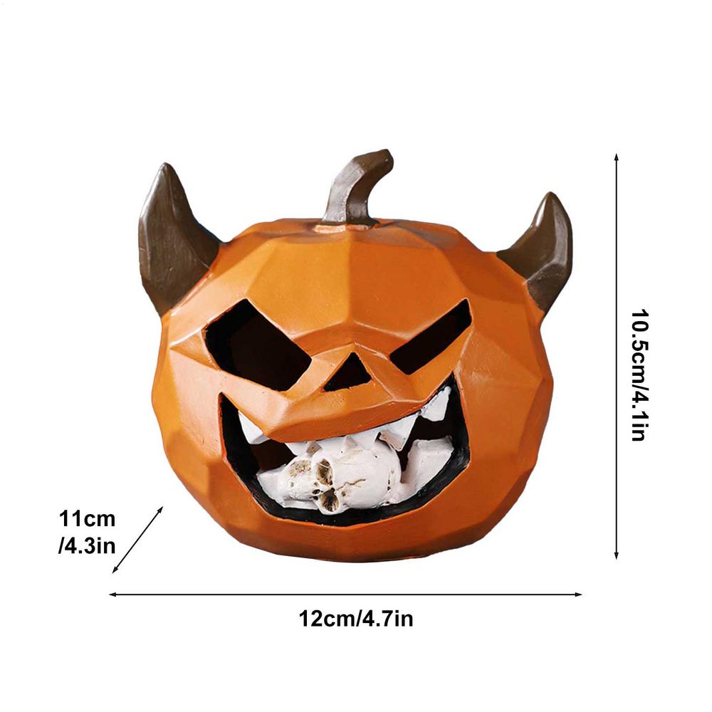 Halloween Pumpkin Decorations Pumpkin Skeleton Desk Figurine Resin Halloween Sculpture Art Ornament Indoor Holiday Tabletop