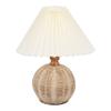 Soft Light Rattan Base Lamp Fabric Lampshade Bedside Table Lamp Modern Nightstand Lamp  Bedroom