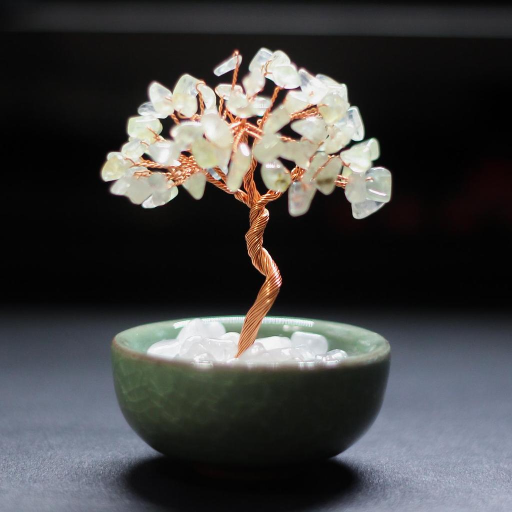 Handcrafted Yellow Citrine Money Tree Teacup Crystal Home Decor