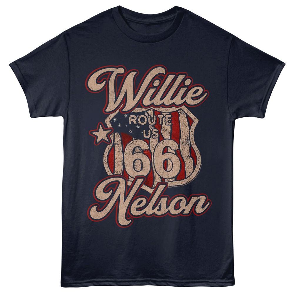 Willie Nelson American Flag Route 66 Sign Men T Shirt Outlaw Country Music XXXL