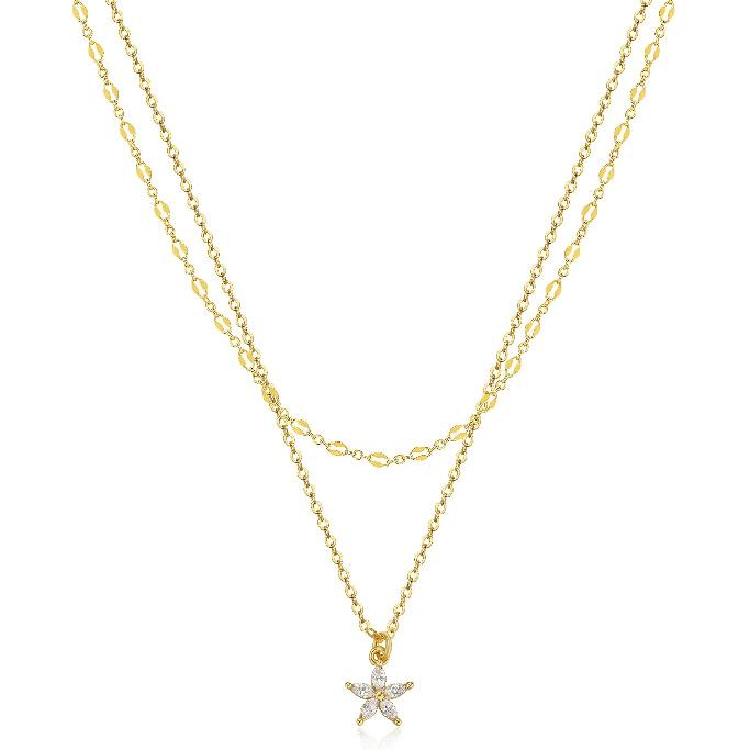 Tewiky Dainty 14k Gold Plated/Silver Cubic Zirconia Necklaces for Women | Simple CZ Jewelry Necklaces Trendy Gifts