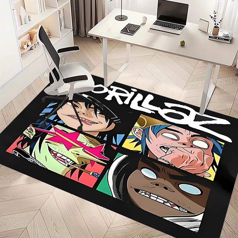 1pc Gorillaz band Print Area Rug - Soft, Washable Non-Slip Indoor Mat, Living Room, Home Office Decorative Rug,Office Decorative