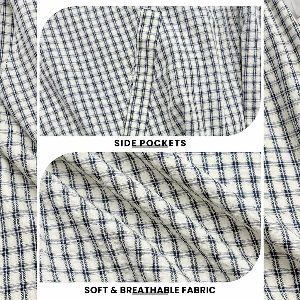 Women's Plaid Short Zip-Up Jacket with Long Sleeves and Stand Collar