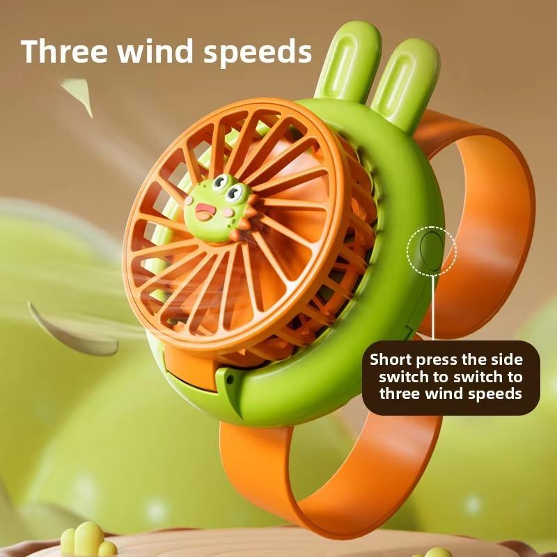 Kids Mini Handheld Fan USB Rechargeable Cute Cartoon Watch Fan Portable Small Fan for Outdoor Indoor Use 3 Speeds