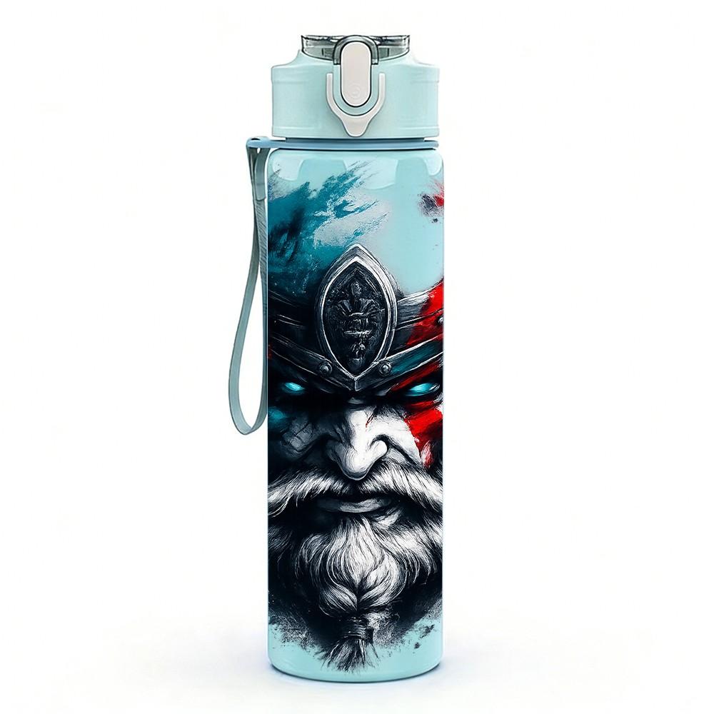 1PC Splash Art Black Wolf Pattern 750ml Color Plastic Sports Water Bottle Leakproof Flip Straw Lid Suitable for Sports Office Home Use