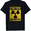 Black T Shirt Caution Radioactive Symbol and Text Graphic Design for Casual Wear Statement Look Crew Neck Short Sleeve