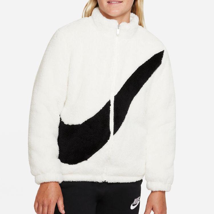 Nike Fargeblokk Logo Ståkrage Korallfleecejakke Barnejakke Hvit DV0303-133