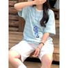 No Price Reduction, Contrasting Color Striped Short-sleeved T-shirt, Women's Korean Lazy Style Loose Casual Crew Neck Top Trend