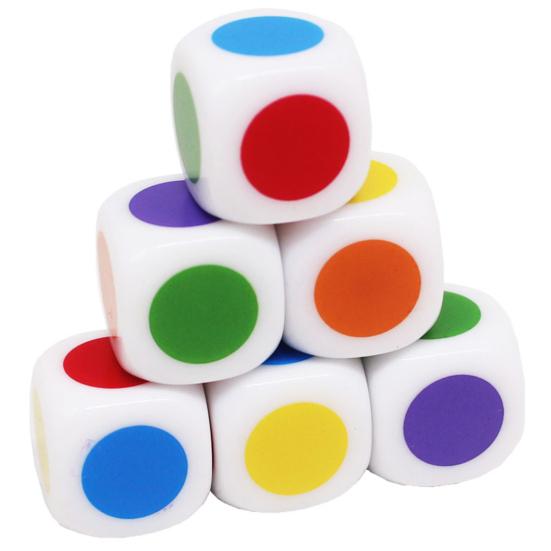2 Stück Würfel, 16 mm, bunt, Lehrwürfel, 6-seitig, glatte Kante, lichtecht, für Brettspiele, breite Anwendung, Lernwürfel