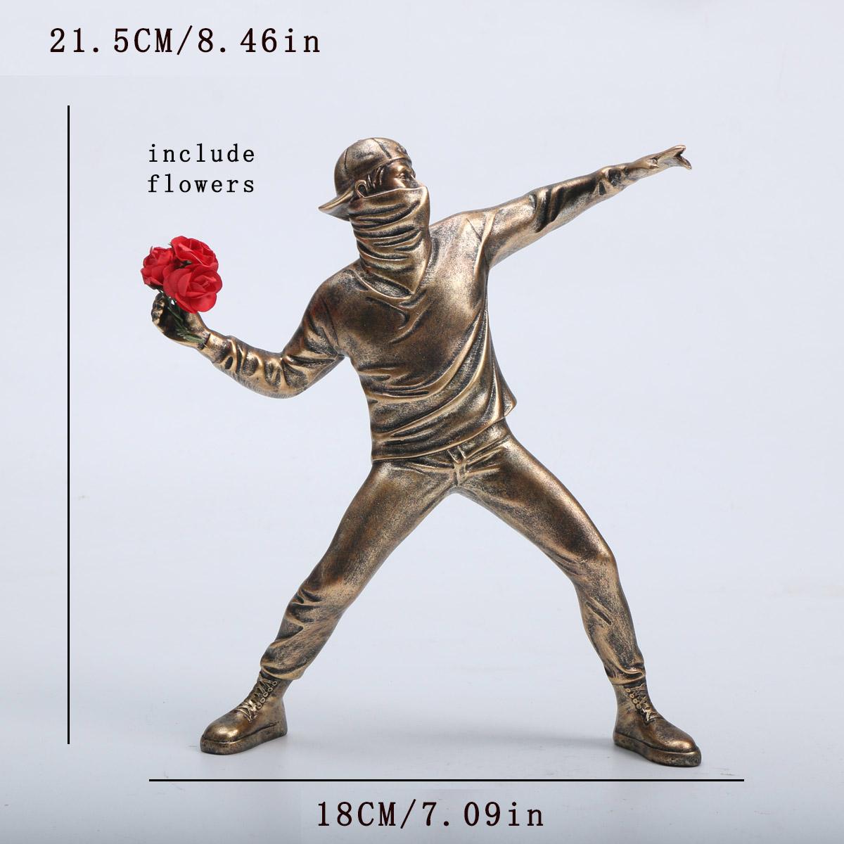 

1 шт. Смоляные скульптуры Бэнкси Статуя Метателя цветов Бомбер Домашнее украшение Настольные аксессуары Коллекционная фигурка Декоративный Интер