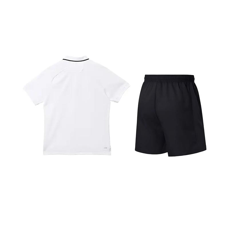 Li-Ning Jednobarevná jednoduchá polokošile s krátkým rukávem Všestranná Prodyšná Rychleschnoucí Šortky Ležérní sportovní oblek Unisex oblek YPLV051-1+AKSV843-1