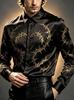Luxury Embroidered Dragon Phoenix Long Sleeve Shirt, Elegant Formal Wear