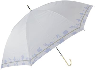 Long Stylish Leather Rain Automatic Cute Floral Pastel UV Sax Blue Women's Umbrella, 58cm, Handle, Umbrella/Sun Umbrella, Opening, Pattern, Color,