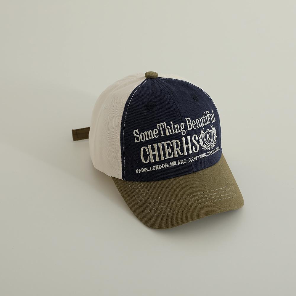 JYL TS DIY Буквы Детская Кепка Вышитая Цветовая Блочная Шляпа Хлопок Navyblue_52-54CM насыщенный черный