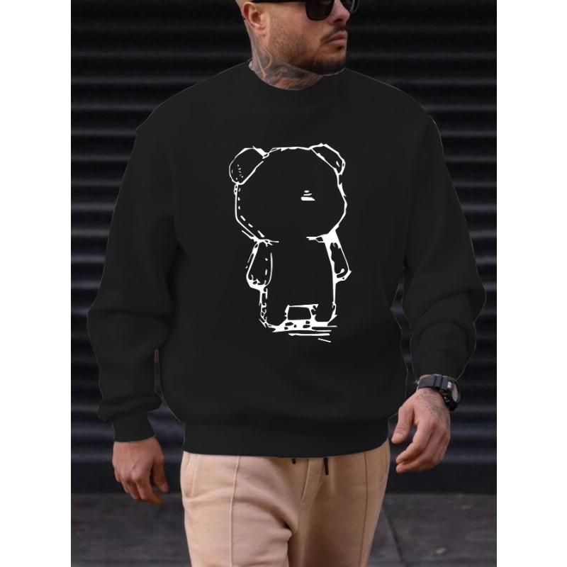 Men's Casual Bear Pattern Sweatshirt, Soft Breathable Comfortable For Home And Outings, Plus Size.