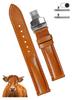 [vinacreations] Brown 22mm Genuine Leather Watch Strap with Deployment Buckle and Quick-Release Spring Bars for Men DH-202D-S-22MM