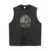 Vintage Washed Aged Queen Band Print American Street Rock Tank Tops Short Sleeve T-Shirt Mens Womens Sports Fitness