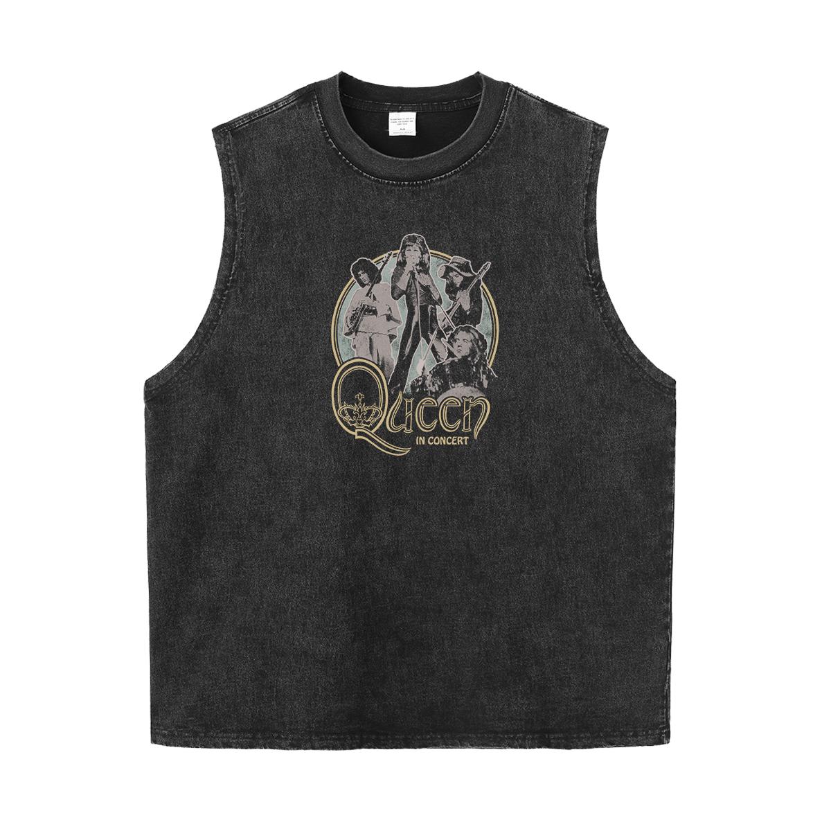 

Винтажная выстиранная состаренная майка с принтом группы Queen в американском уличном рок-стиле, футболка с коротким рукавом, мужская женская спортивная для фитнеса 3XL