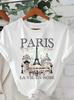 Paris Stadtlinienkunst T-Shirt Minimalistischer französischer Skyline-Druck Kurzarm-Oberteile Unisex Lässig für Alltag und Urlaub
