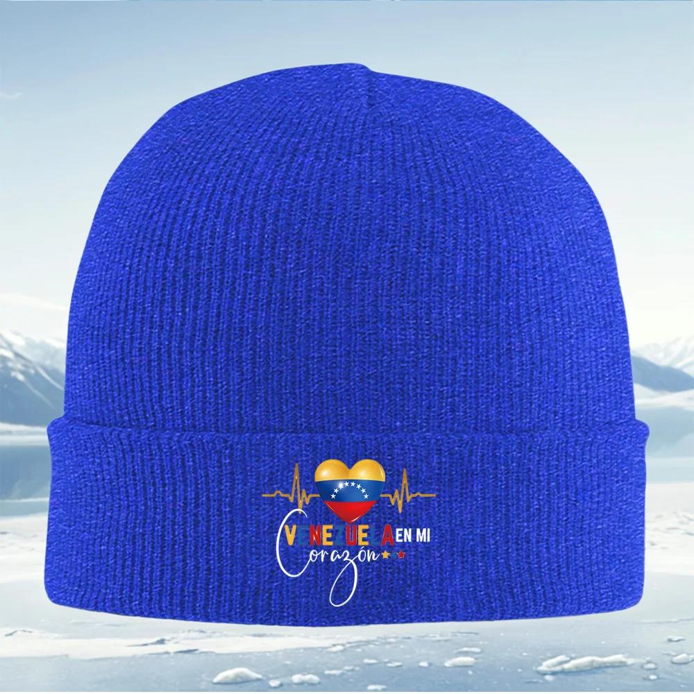 Venezuela heart shape design flag Unisex Women Unisex Knitted Hat Beanie Pullover Cap Winter Thermal Warm Christmas Outdoor Cycling