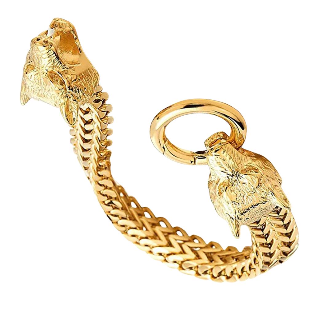 Adjustable Men's Wolf Head Bracelet Men's Fashion Wolf Head Bracelet Jewelry Stainless Steel Wrist Chain for Dates