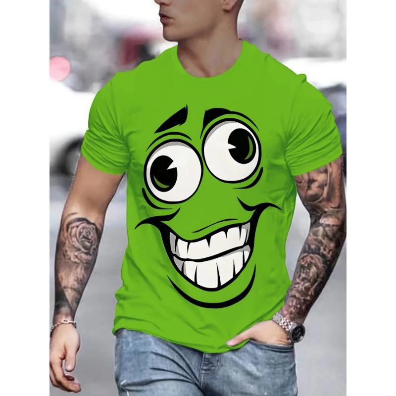 Pánské 3D tričko s potiskem usměvavého obličeje, s krátkým rukávem, ležérní, s kulatým výstřihem, pratelné v pračce, topy, vtipná trička, letní oversized tričko