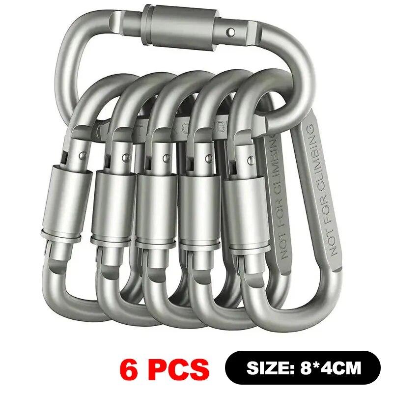 6pcs Carabiner Set Camping Survival Daily Keychain Key Chain Tactical Alloy Aluminum Caribiner Hook Outdoor Karabiners Clip Hook