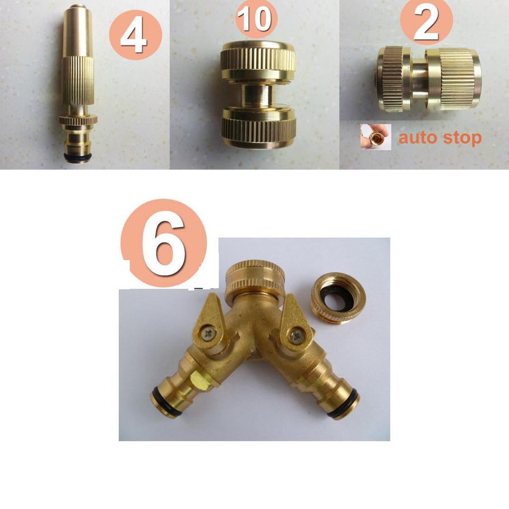 Hose Brass Tap Connector Garden Pipe Quick Fit Adapter Fitting Nozzle Kit