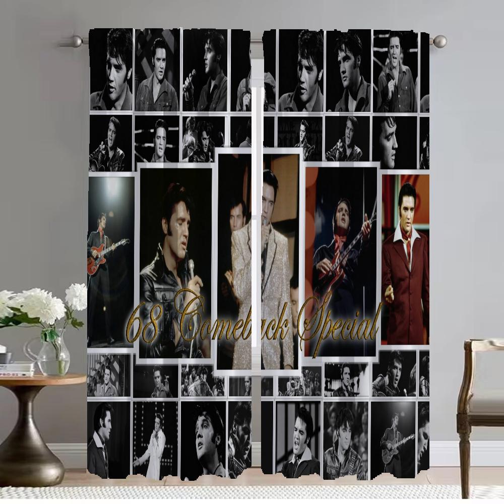Blackout Curtain for Room 2 Panel Elvis Tulle for Bedroom Shades Elegant Room Curtains Halloween Decoration Partition Living