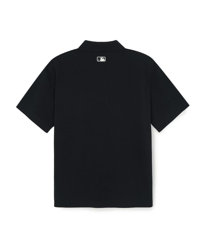Emelbi Varsity Small Curly Oversized Collared T-Shirt Ny (Black)