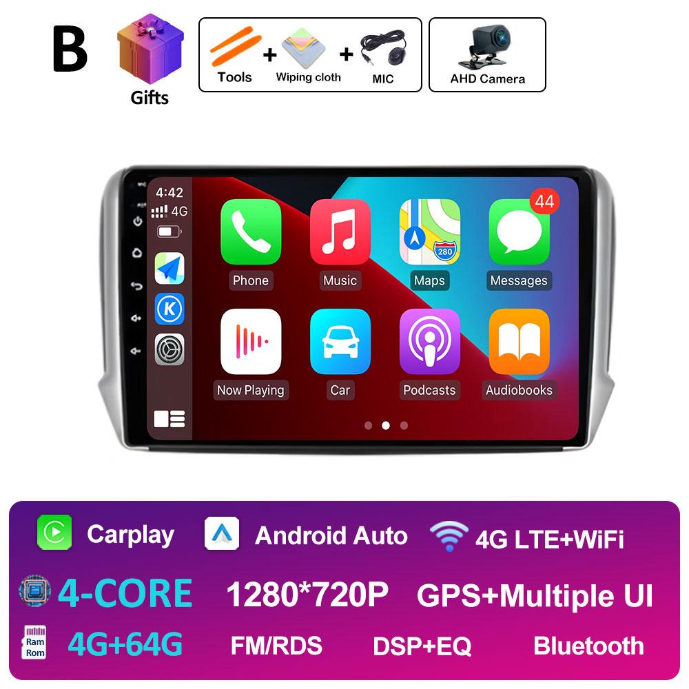 Wireless Carplay Android Intelligent System For Peugeot 2008 208 Series 2012 2013 2014 2015 - 2018 DSP Stereo GPS Navi Bluetooth