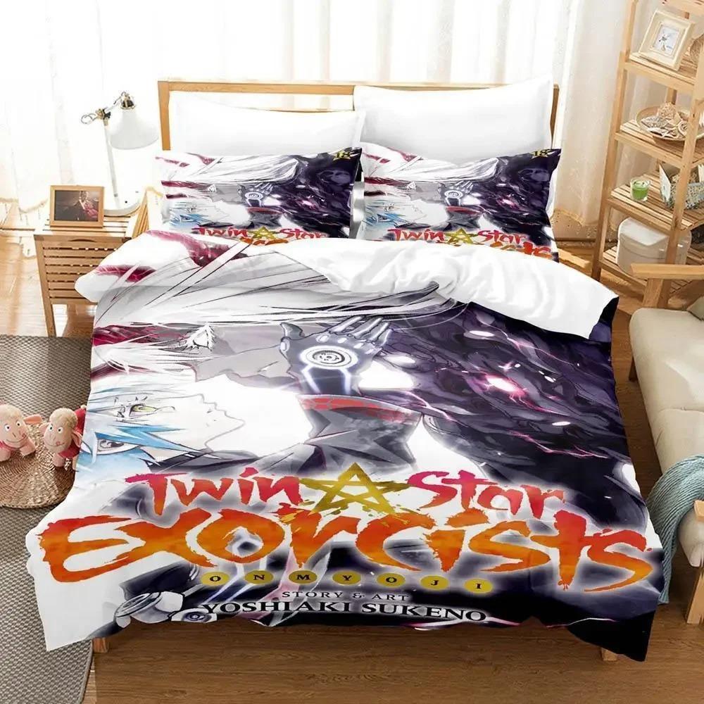 Twin Star Exorcists Bedding Set Cartoon Anime Three-piece Set Adult Kid Bedroom Duvet Cover Sets 3D Print Kawaii Girl Literie