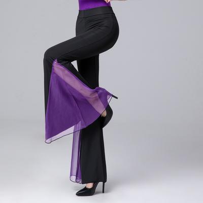 Damen Elegante Weitbeinige Hosen Schlaghosen Tanzhosen Übungstanzaufführungskostüm